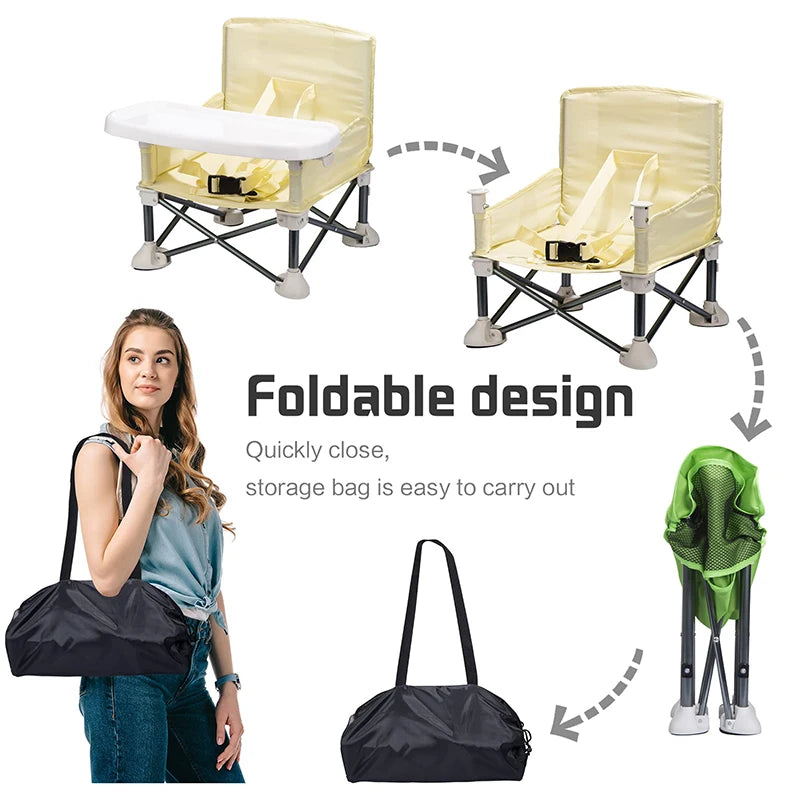 Baby Foldable Portable Dining Chair With Plate