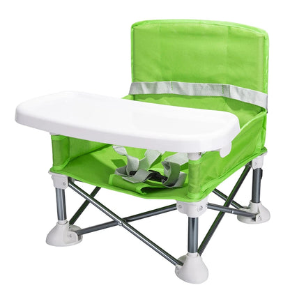Baby Foldable Portable Dining Chair With Plate Green